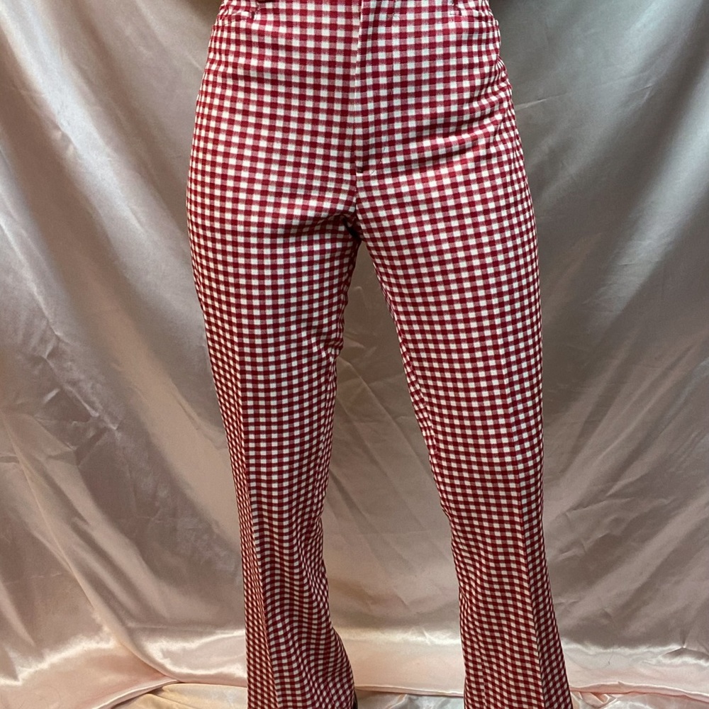 SOLD Vintage Red Gingham High Waisted Pants Sz M/L - Picture 6 of 10